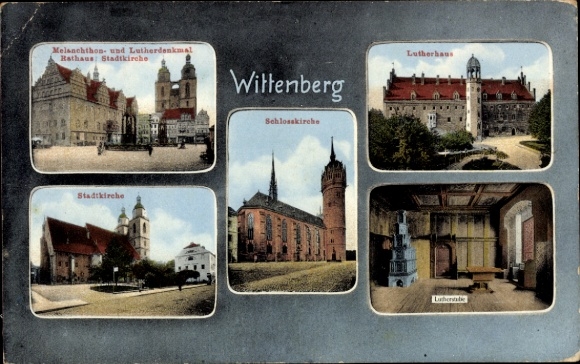 Postcard Lutherstadt Wittenberg in Saxony-Anhalt, Luther House, City Church, Luther Room, Castle Church
