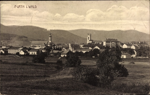Ak Furth im Wald Oberpfalz Bayern, Panorama vom Ort
