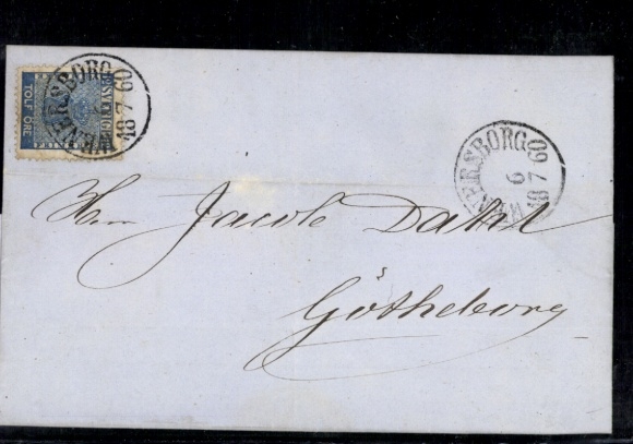 Michel No. 8 "Wenersborg 1860", complete folded letter