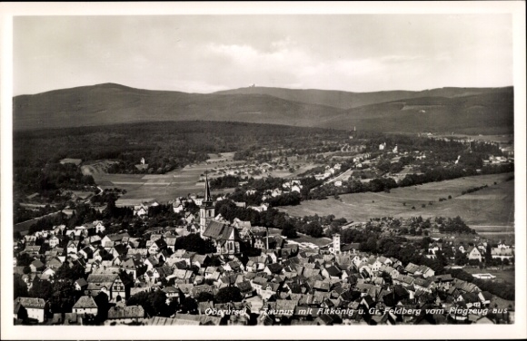 Postcard Oberursel in Taunus Hessen, aerial photograph with Altkönig and Großer Feldberg