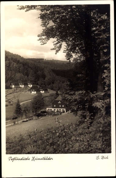 Postcard Erlbach im Vogtland, Landesgemeindetal, Inn Wettintal and customs houses