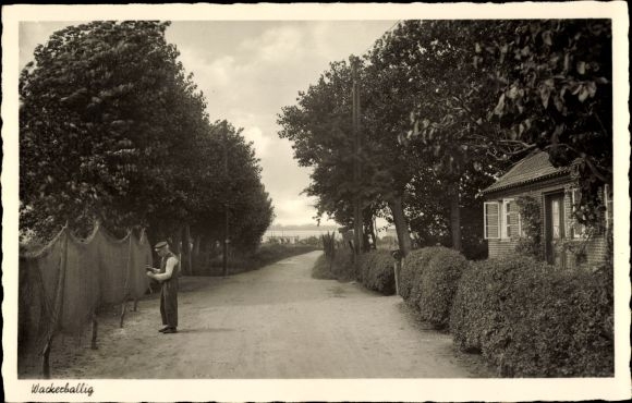 Ak Wackerballig Gelting in Angeln, Fischnetze, Straßenpartie, Das schöne Angeln, Nr. 41