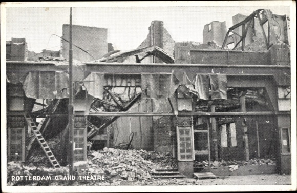 Postcard Rotterdam South Holland Netherlands, Grand Theater, ruins