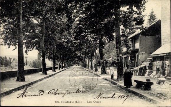 Ak Figeac Lot, Straßenpartie, Les Quais