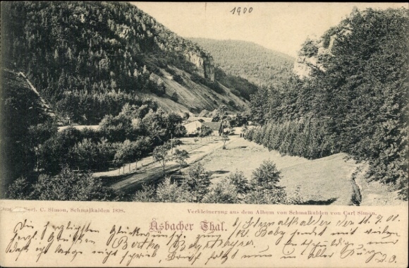 Postcard Asbach Schmalkalden in the Thuringian Forest, Asbach Valley