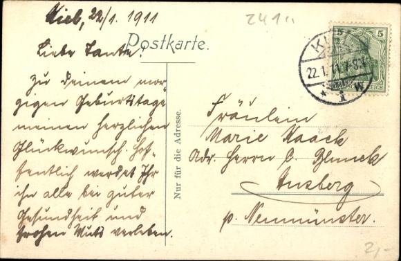 Postcard Holtenau Kiel in Schleswig Holstein, canal mouth, monument, lighthouse, sailboat