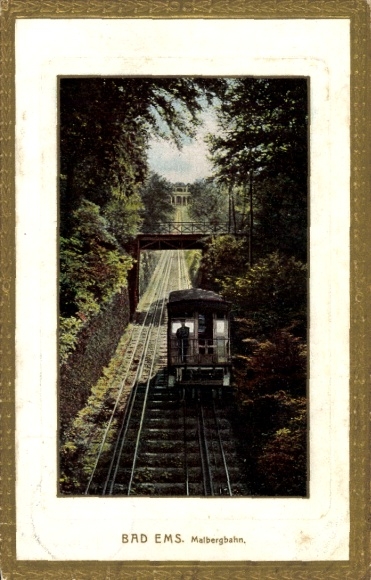 Ak Bad Ems Rhein Lahn Kreis, Schaffner auf der Malbergbahn, Fahrt durch Wälder