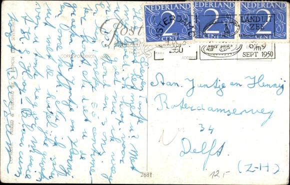 Artist Postcard Cats with a chess board on a table
