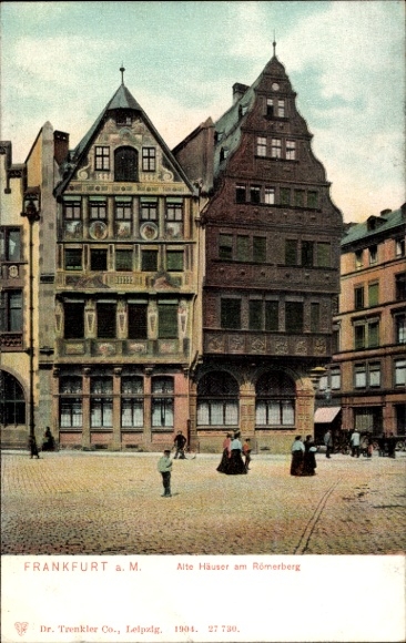 Ak Frankfurt am Main, Alte Häuser am Römerberg