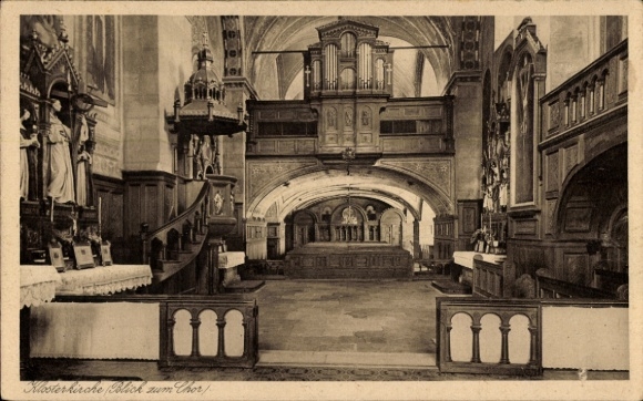 Ak St. Marienthal Ostritz in Sachsen, Klosterkirche, Blick zum Chor