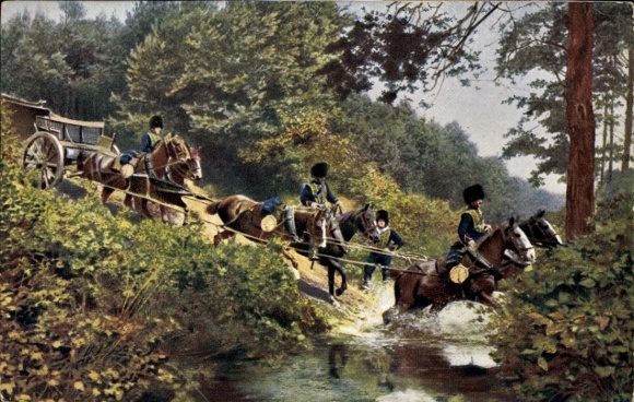 Artist Postcard Riding Artillery, Cavalry