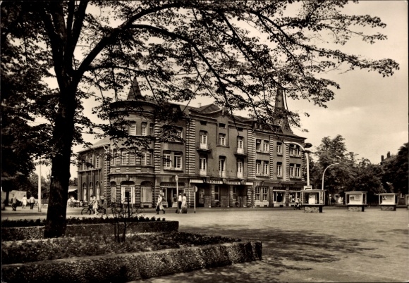 Postcard Bitterfeld in Saxony-Anhalt, historical building, tree, park, photography by Kühn