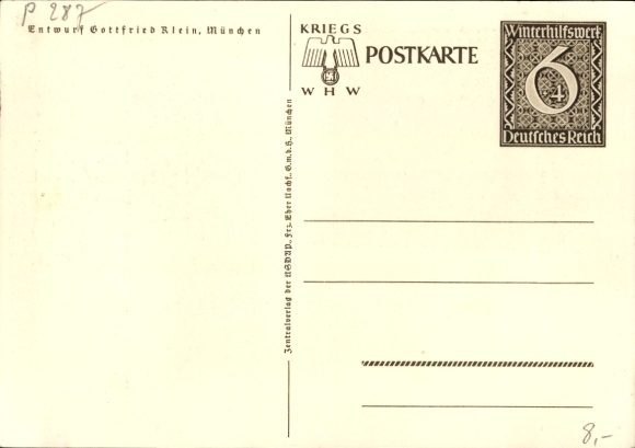 Postal stationery artist Postcard Klein, Gottfried, Danzig is German