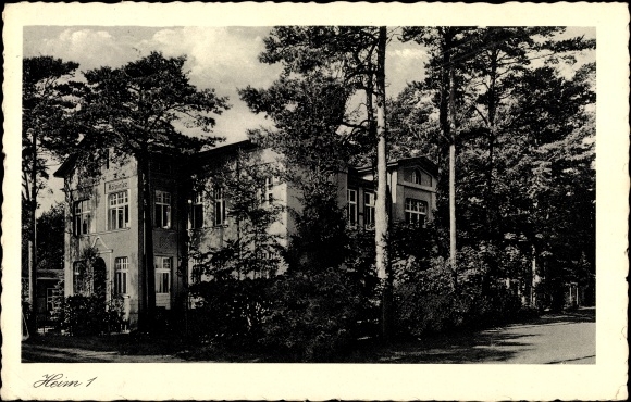 Postcard Baltic resort Kölpinsee on Usedom, children&#39;s convalescent home