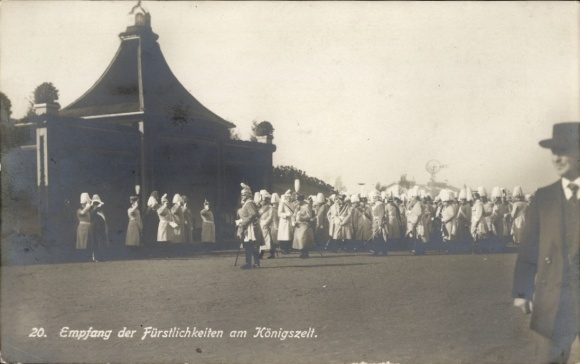 Ak Leipzig, Empfang der Fürstlichkeiten, Königszelt,  Kleidung, Feierlichkeiten