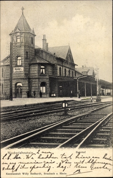 Ak Niederlahnstein Lahnstein am Rhein, Bahnhof, Gleisseite