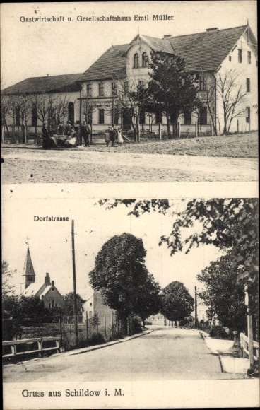 Postcard Schildow Mühlenbecker Land Oberhavel, inn, Dorfstrasse