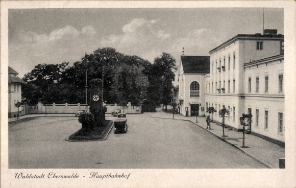 Postcard Eberswalde in the Barnim district, main station