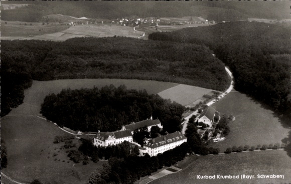 Postcard Krumbad Krumbach in the Swabian district of Günzburg, aerial photograph