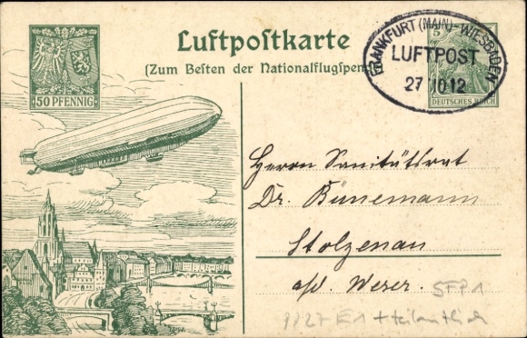 KP, pocztówka, sterowiec, zeppelin, podróż sterowcem, kościół