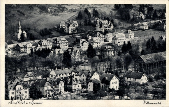 Postcard Bad Orb, Spessart, view of the villa district