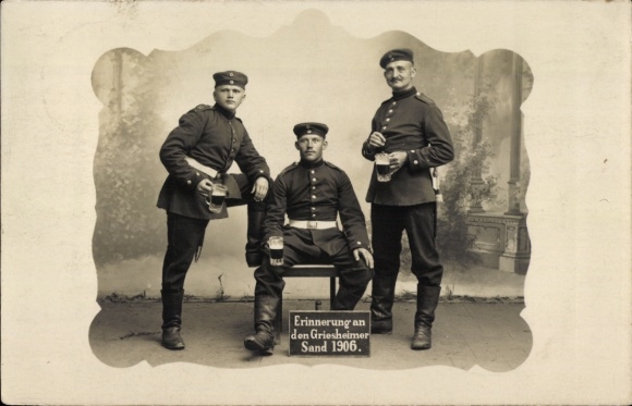 Photo Postcard Griesheim near Darmstadt, Griesheimer Sand 1906, soldiers