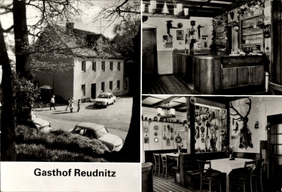 Ak Reudnitz Sörnewitz Cavertitz, herberg, straatgedeelte, interieur
