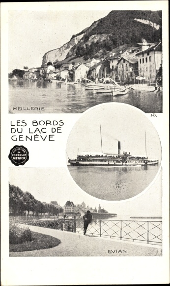 Postcard Geneva, Méillerie, Evian, Dampfer, Les Bords du Lac
