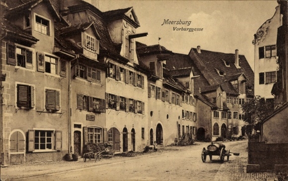 Postcard Meersburg on Lake Constance, Vorburggasse
