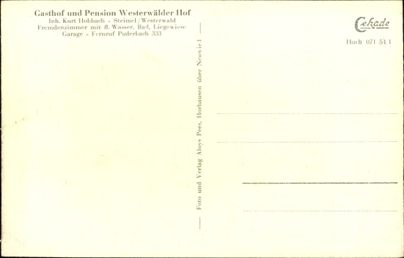 Postcard Steimel in the Westerwald, Pension Westerwalder Hof
