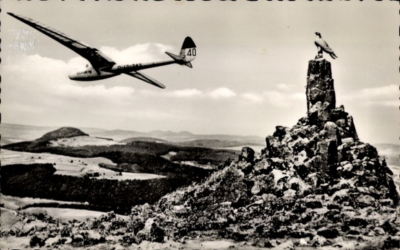 Postcard Wasserkuppe Rhön, Glider Nuremberg at the Aviation Monument, D-13-245