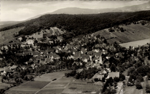 Postcard Holzen Allmannshofen in Swabia, aerial photograph