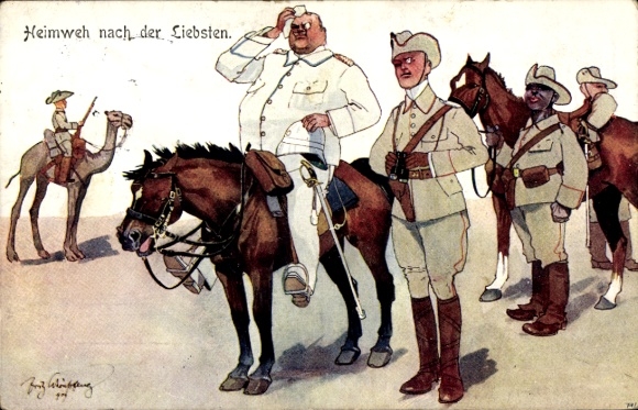 Künstler Ak Schönpflug, Fritz, Heimweh nach der Liebsten, Deutsche Kolonien