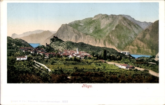 Postcard Nago Lago di Garda Trentino, panorama