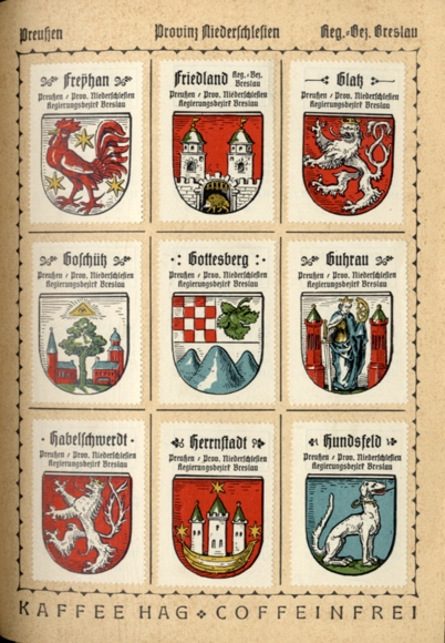 German coat of arms collector&#39;s picture album Kaffee HAG Handelsgesellschaft, Bremen around 1930