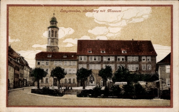 Postcard Bad Langensalza in Thuringia, Señufberg with museum, buildings, trees, sky