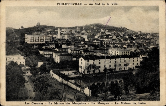 Ak Philippeville Skikda Algerije, Les Casernes, La Maison des Mesquines, La Mosquee