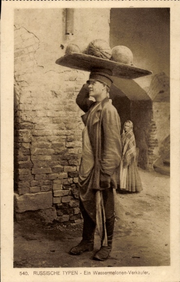 Ak Russische jongens, watermeloenverkopers, straatverkopers