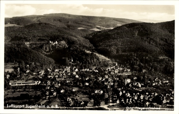 Ak Jugenheim an der Bergstraße Hessen, Luftkurort Jugenheim a. d. B., Schwarz-Weiß-Foto, Ortschaf