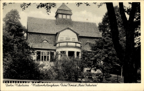 Ak Berlin Zehlendorf Nikolassee, Müttererholungsheim, Haus Rehwiese, Rotes Kreuz