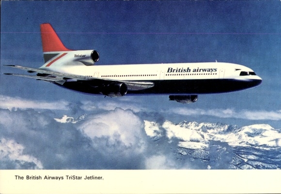 Postcard British passenger aircraft of British Airways, Lockheed TriStar Jetliner