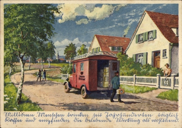 Artist Postcard Eduscho Coffee Advertising, German Reichspost Car