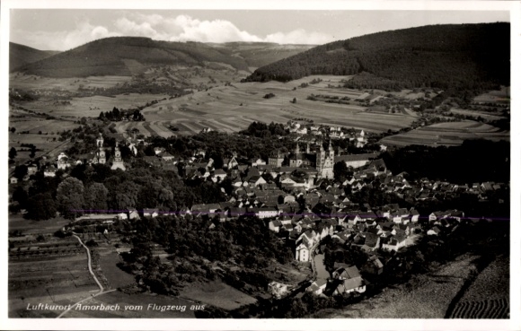 Postcard Amorbach in the Odenwald Lower Franconia, aerial photograph