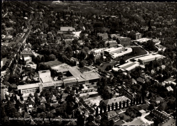 Postcard Berlin Zehlendorf Dahlem, aerial view of the Free University