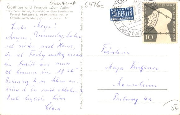 Postcard Kortelshütte Oberzent in the Odenwald, general view