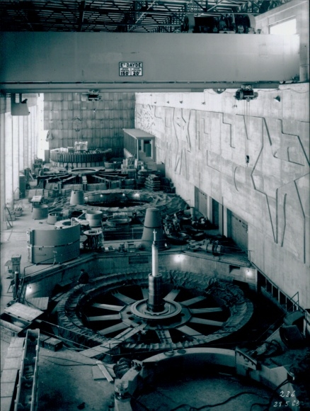Photo Rhinau Rheinau Alsace Bas Rhin, hydroelectric power station, Henri Baranger, 1963, La Photothèque EDF