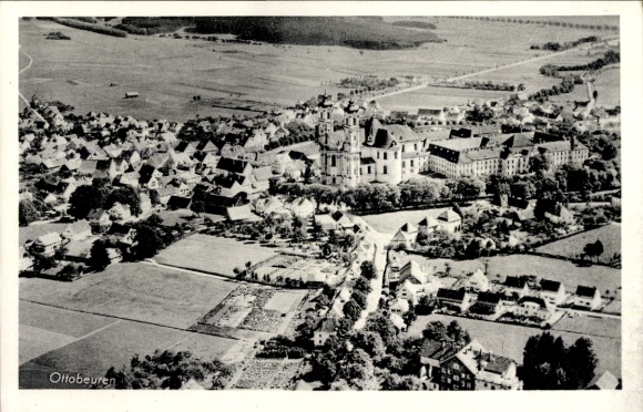 Postcard Ottobeuren in Upper Swabia Allgäu, aerial photograph