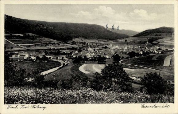 Postcard Irrel in the Eifel, panoramic view of the village and surroundings