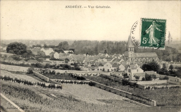 Ak Andrésy Yvelines, Stadtansicht, Kirche, Landschaft mit Weinreben,  