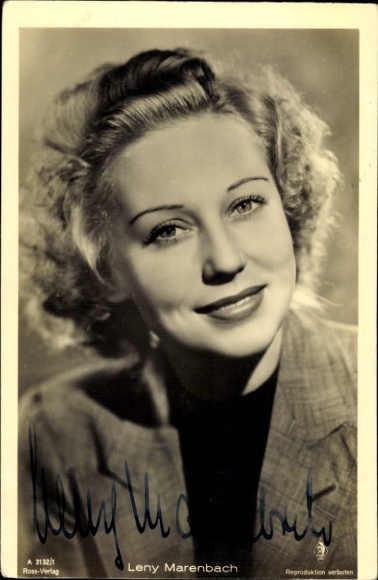 Ak Schauspielerin Leny Marenbach, Ross Verlag A 3132 1, Portrait, Autogramm